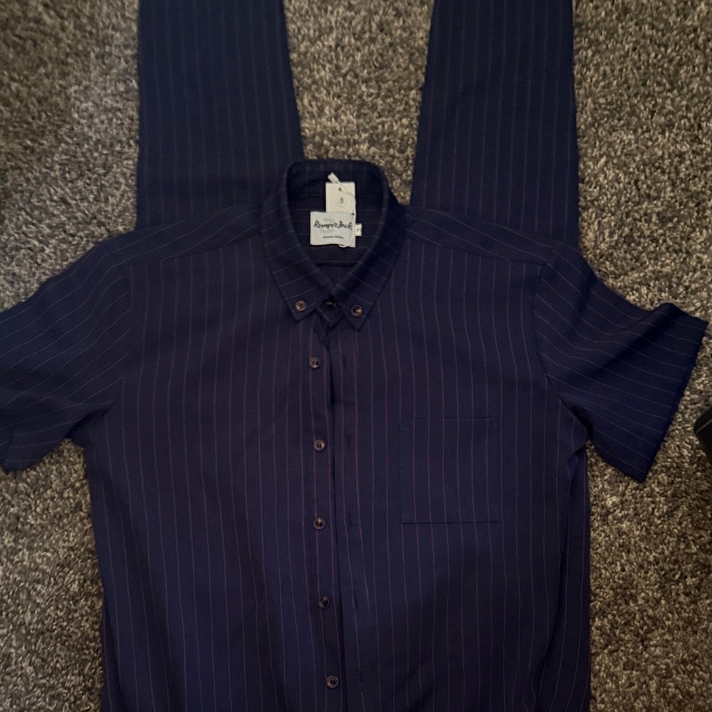 Navy Pinstripe Button-Down Shirt
